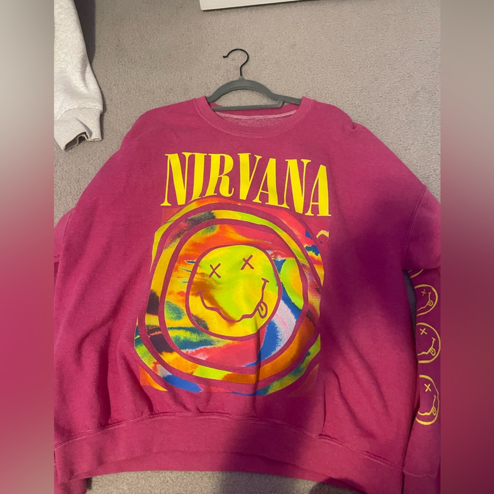 Pink nirvana hoodie from Urban Outfitters
